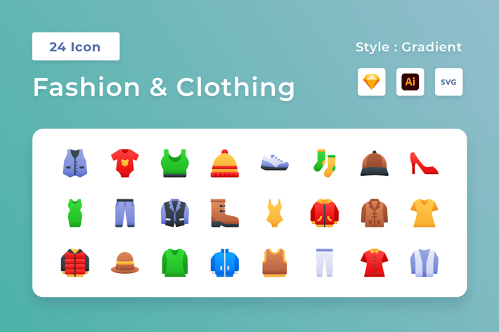 Fashion & Clothing Gradient Icon Set