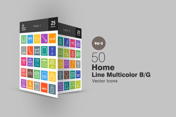 50 Home Line Multicolor Icons