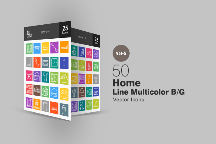 50 Home Line Multicolor Icons