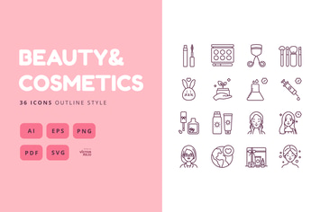 36 Icons Beauty&Cosmetics Outline Style