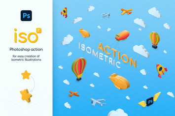 Isometric illustration - Photoshop action