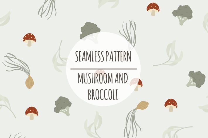 Mushroom And Broccoli – Seamless Pattern