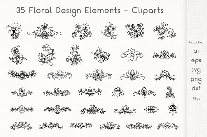 Floral Design Elements - Cliparts