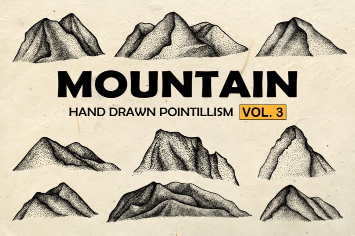 Mountain - Hand drawn Pointillism Vol. 3