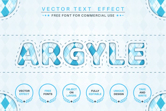 Argyle - editable text effect,  font style. 