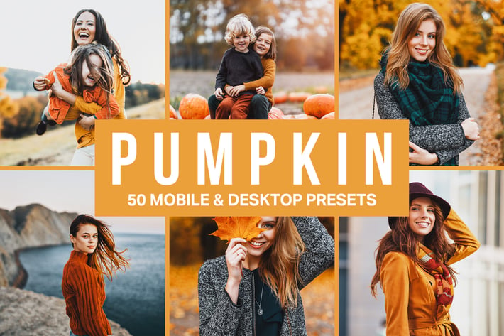 50 Pumpkin Orange Lightroom Presets and LUTs