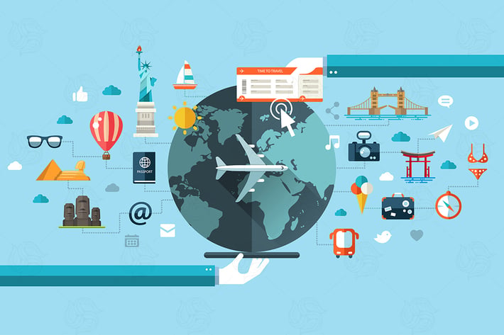 Illustration of flat design travel composition