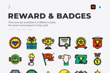30 reward and badges icons