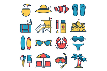 Summer Beach Vacation Icons Set