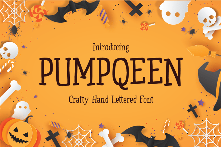 PUMPQEEN - Halloween Hand lettered Quirky Font