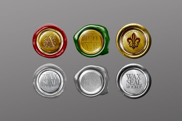 Wax Seal Mockup Metal Golden Chrome
