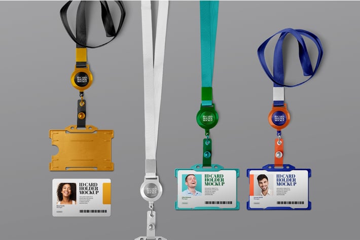 ID Card Holder Mockup Horizontal Retractable Reel 