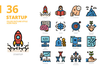 Startup Filled Outline Style Icon Set