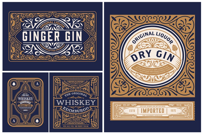 Set of 4 Vintage Packing Labels