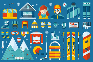 Winter Sports Flat Icons