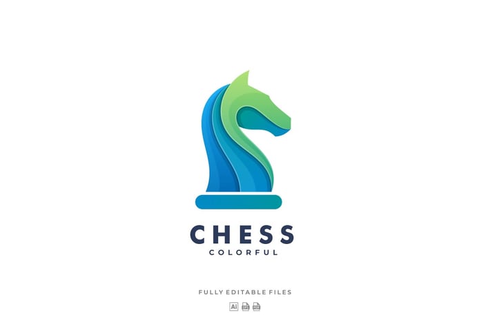 Chess Horse Colorful Logo