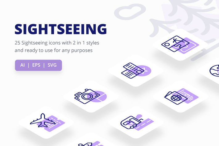 Sightseeing Icons (Line and Solid)