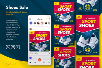 Sport Shoes Instagram Post Story Template