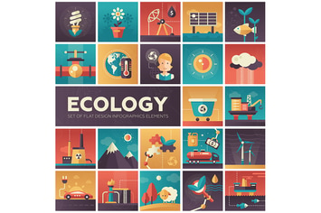 Ecology - modern flat design style icons