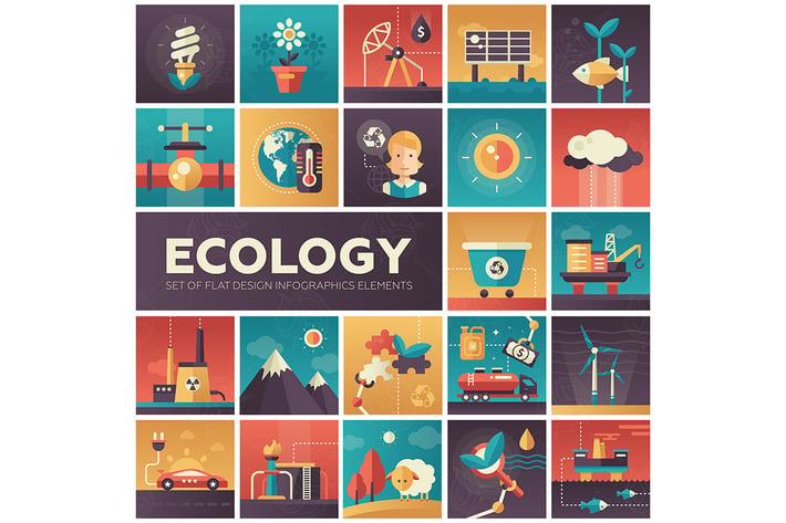 Ecology - modern flat design style icons