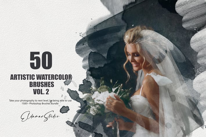 50 Artistic Watercolor Brushes - Vol. 2
