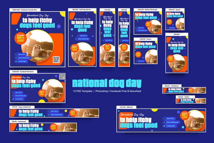 National Dog Day and Pet Care Banners Ad