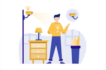 Home CCTV Flat Vector Illustration