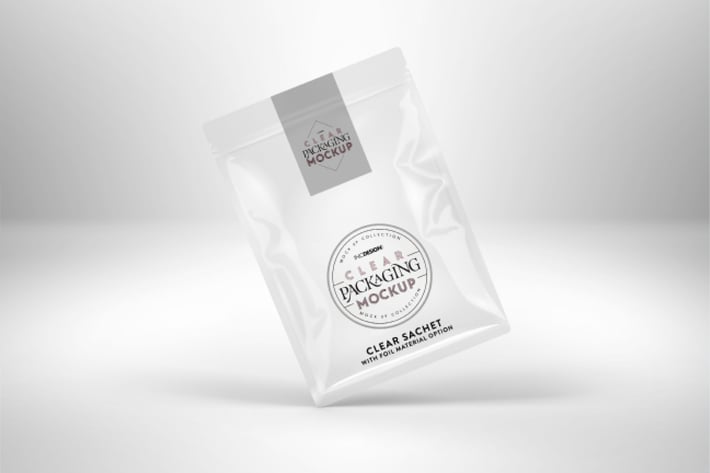 Clear Foil Sachet Packaging Mockup