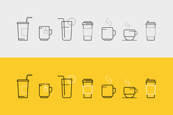 set of vector icons with drinks and glasses
