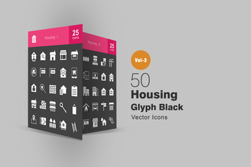 50 Housing Glyph Inverted Icons