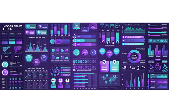 Dark Infographics Vector Design Template