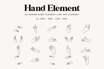 23 Hand line art Element - Illustration