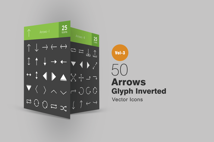 50 Arrows Glyph Inverted Icons