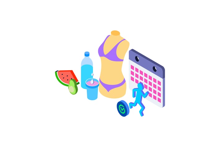 Fit Body Form Isometric Illustration