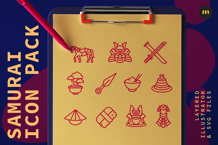 Samurai warrior icon pack