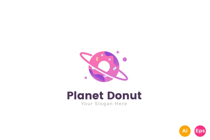 Planet Donut Food Logo Template