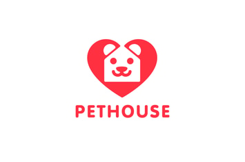 PetHouse - Heart , House and Dog Symbol Logo