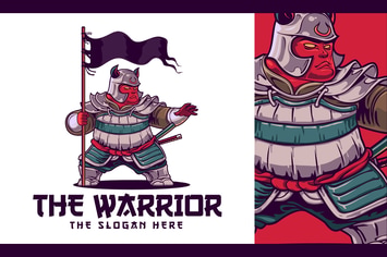 Japanese Warrior Character Mascot Logo