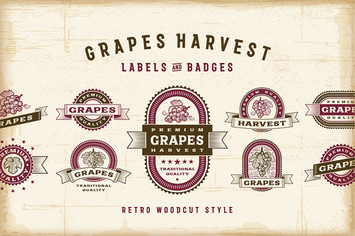 Vintage Grapes Labels Set