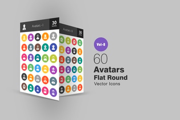 60 Avatars Flat Round Icons
