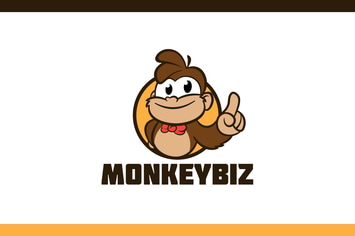 Cartoon Cool Monkey Smiling Mascot Character Logo