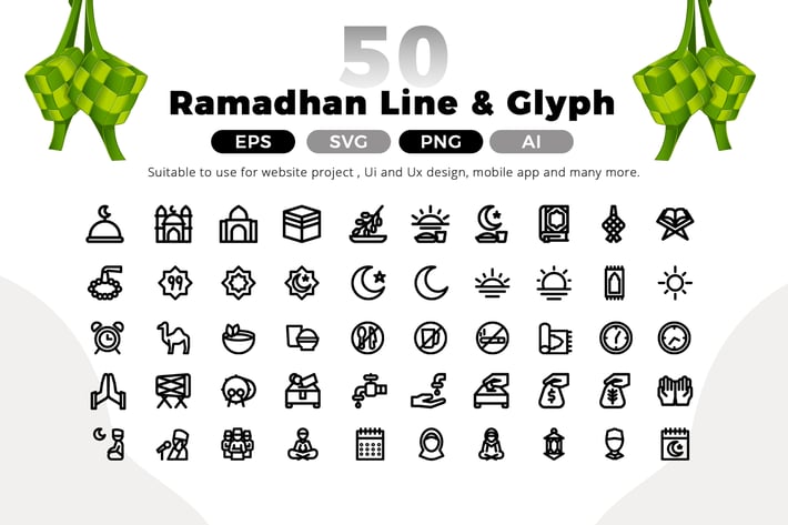 Ramadan Line Icon Pack