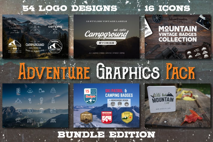 Vintage Adventure Graphics Pack / Retro Logo/Icons