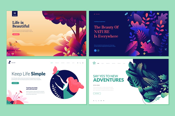 Set of Beauty Web Page Design Templates