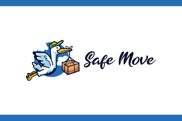 Cartoon Stork Mascot - Moving and Storage Service