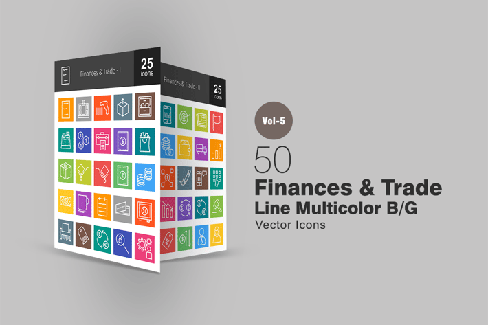 50 Finances & Trade Line Multicolor Icons