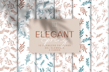 Elegant Spring Flowers & Leaves