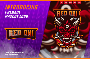 Oni Mask Face - Mascot Esport Logo Template