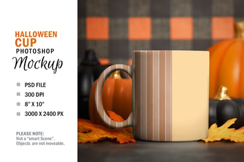 Halloween Coffee Glass Cup Mockup Smart Object