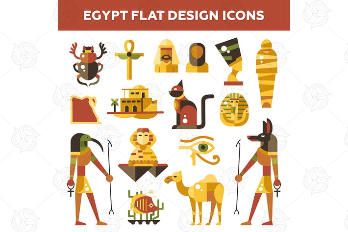 Egypt - flat design style icons
